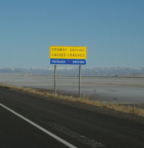 Sign Warning of Drowsy Driving Dangers