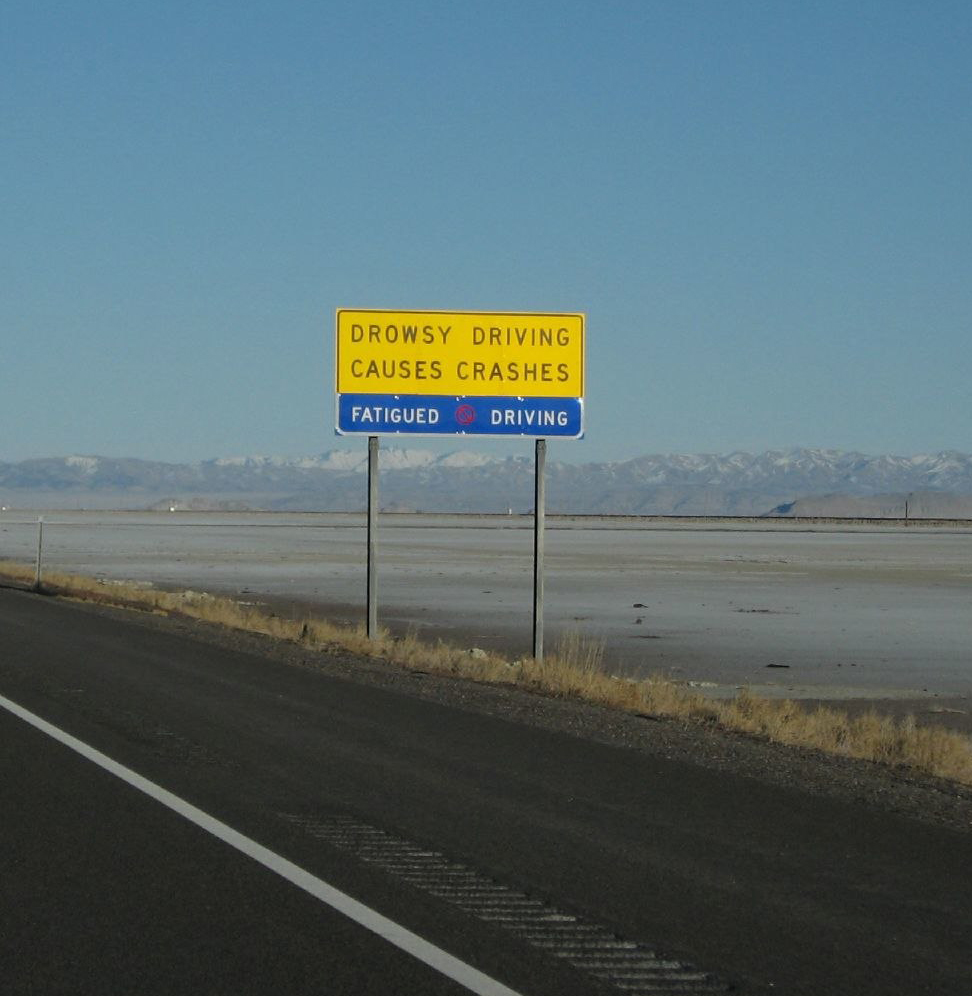 Sign Warning of Drowsy Driving Dangers