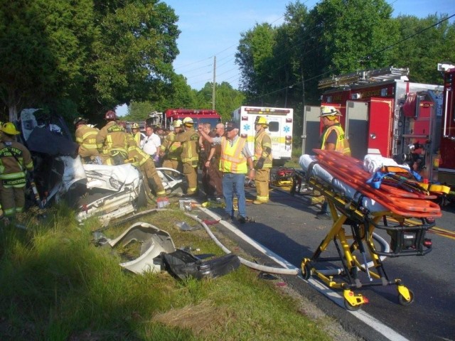 Fire Department at Scene of Car Crash