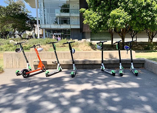 E-Scooters Parked on the Sidewalk