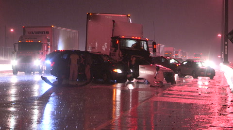 Truck Crash at Night